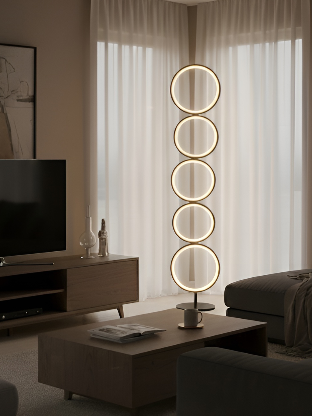 The Orbit Vertical Floor Lamp (5-Rings)